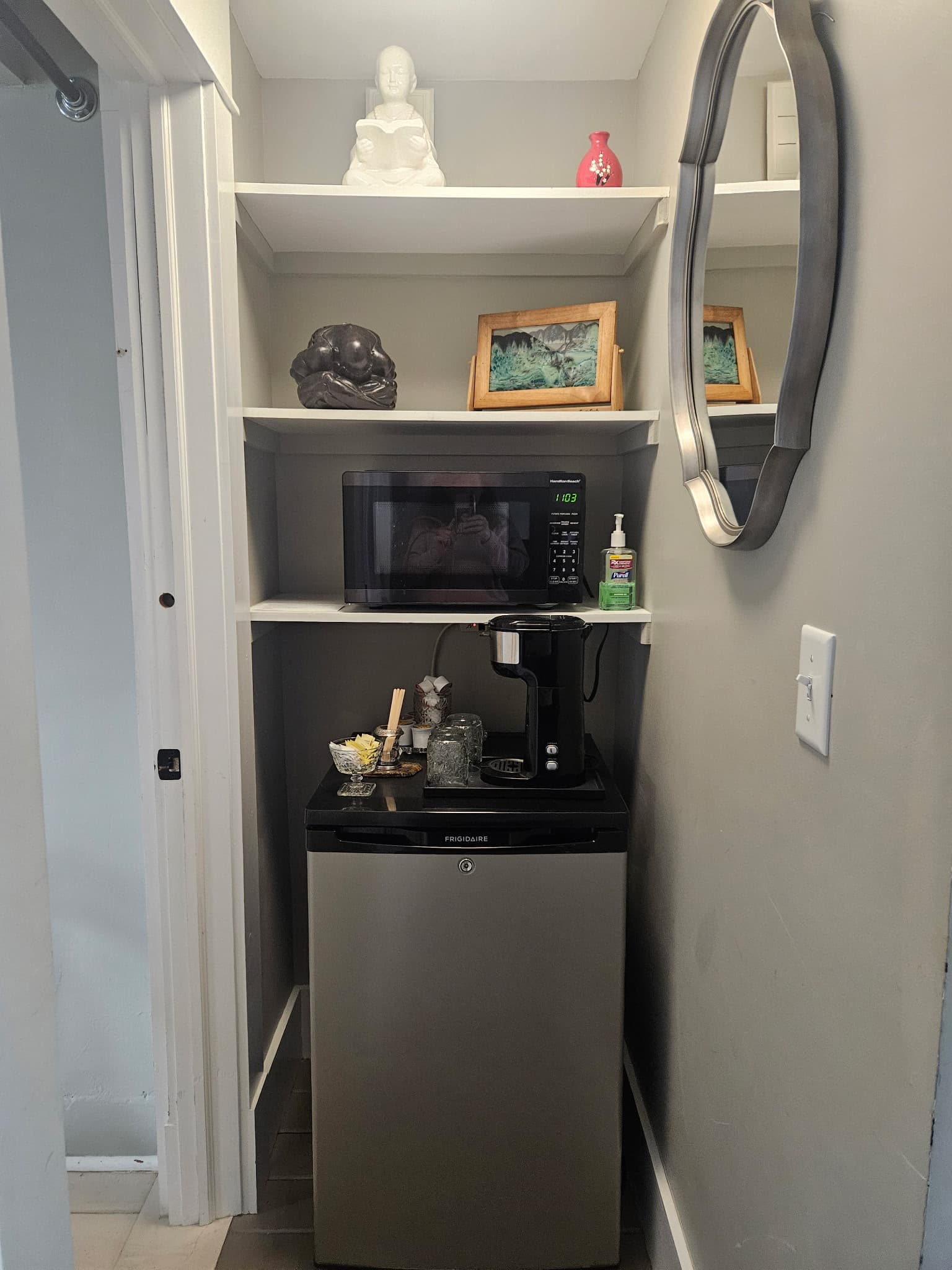 A fridge and microwave is available in the room